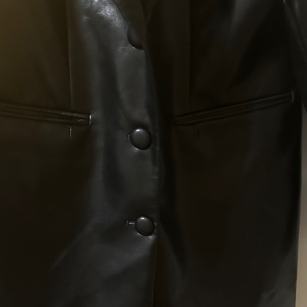 Women's Black Faux Leather Coat - Picture 2 of 5